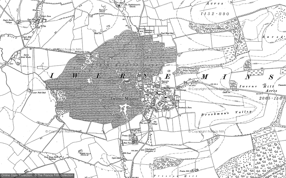 Old Map of Iwerne Minster, 1886 - 1900 in 1886