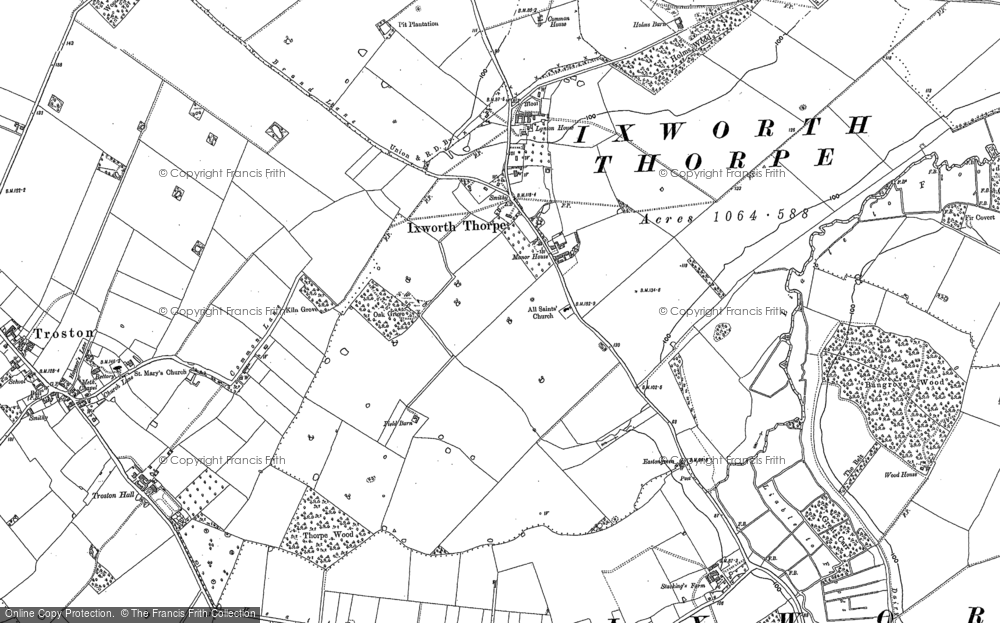 Old Map of Ixworth Thorpe, 1882 - 1883 in 1882