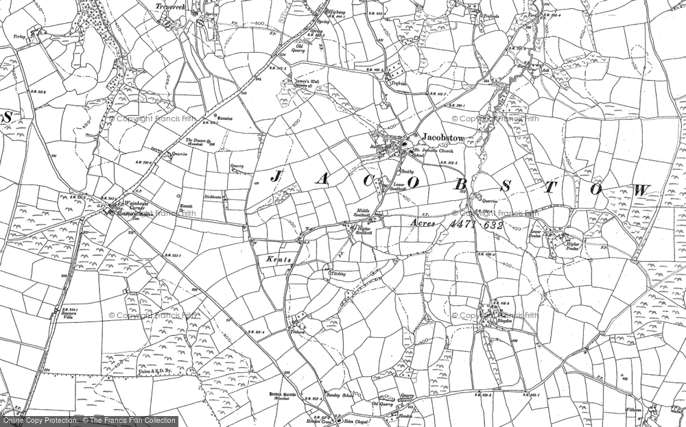 Old Map of Historic Map covering Kents in 1905