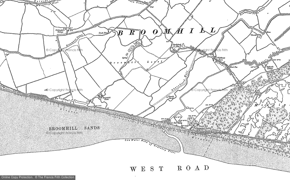 Old Map of Historic Map covering Broomhill Sands in 1908
