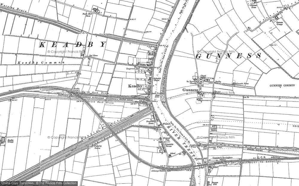 Old Map of Historic Map covering Althorpe Sta in 1885