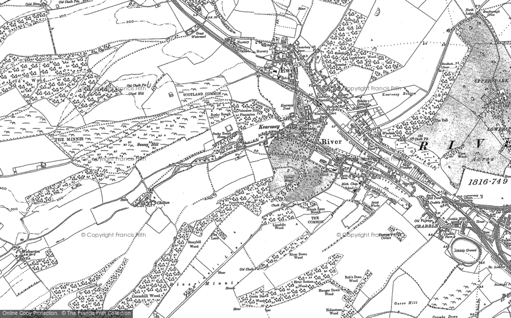 Old Map of Kearsney, 1896 - 1906 in 1896