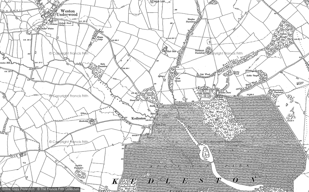 Old Map of Kedleston, 1880 - 1881 in 1880