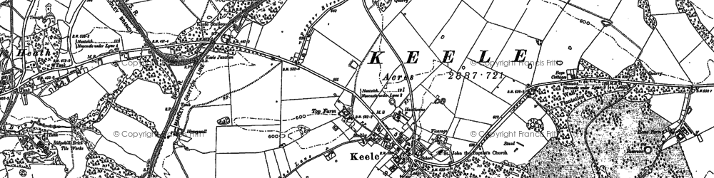 Old map of Keele in 1878