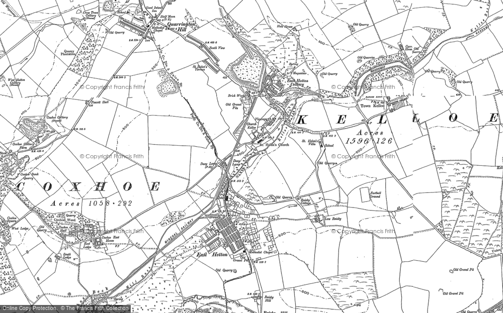 Old Map of Kelloe, 1896 in 1896