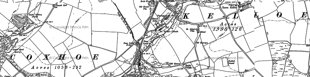 Old map of Town Kelloe in 1896