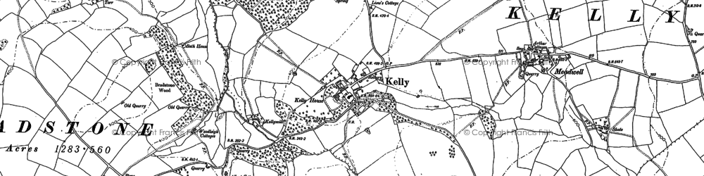 Old map of Yeomans in 1882
