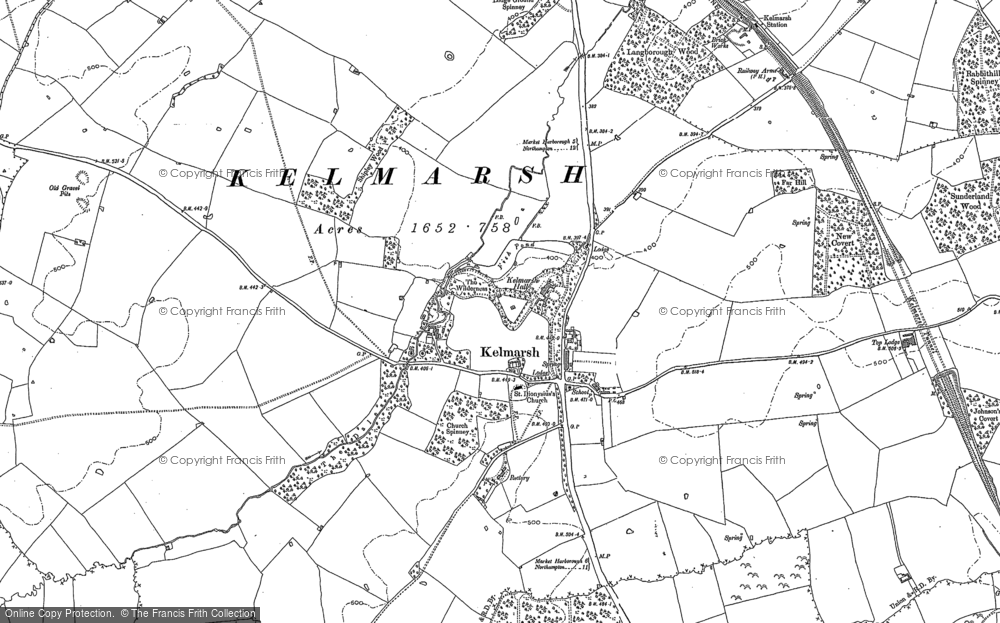 Old Map of Kelmarsh, 1884 - 1899 in 1884