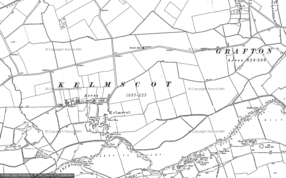 Old Map of Kelmscott, 1896 - 1910 in 1896