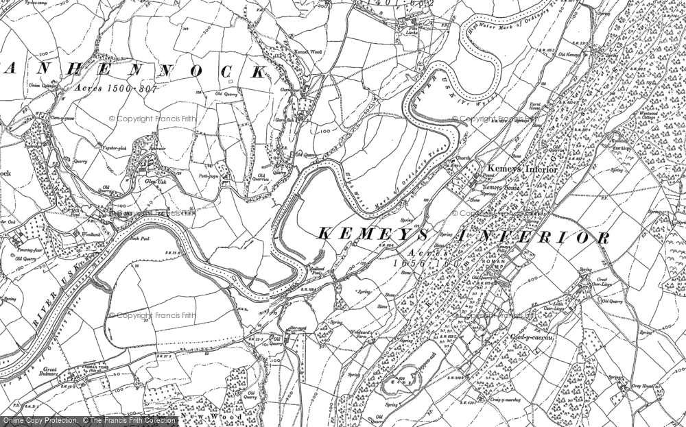Old Map of Historic Map covering Coed-y-caerau in 1900