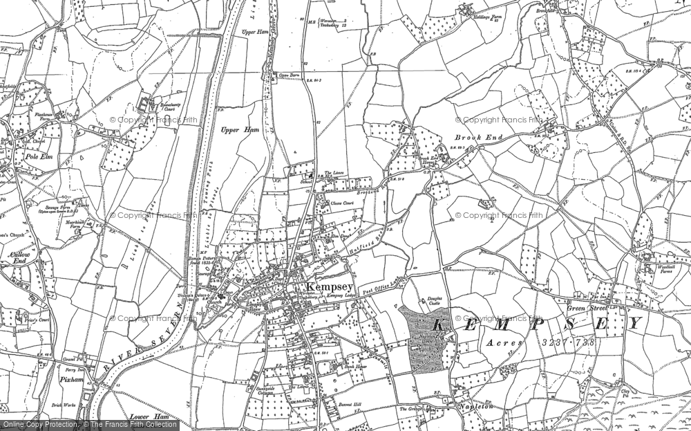 Old Map of Kempsey, 1884 in 1884