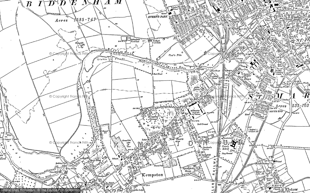 Old Map of Kempston, 1882 in 1882