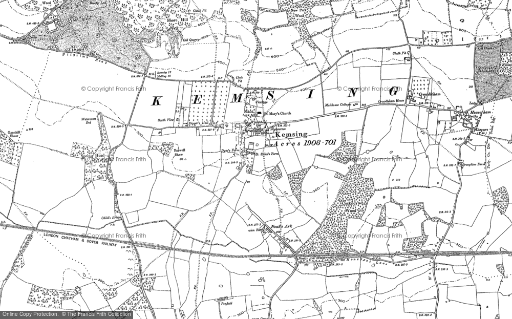 Old Map of Historic Map covering Crowdleham in 1895