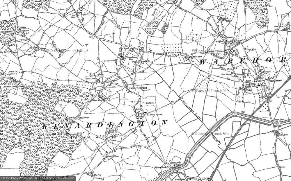Old Map of Historic Map covering Bench Hill in 1896