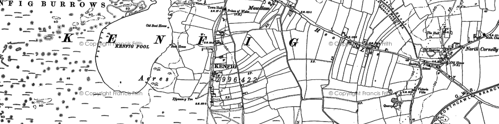 Old map of Afon Cynffig in 1897
