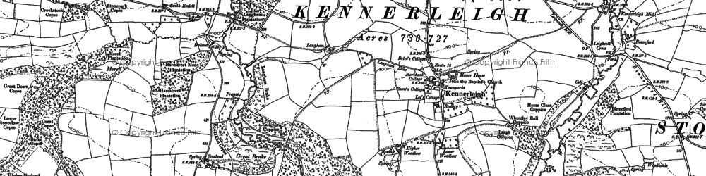 Old map of Kennerleigh in 1887