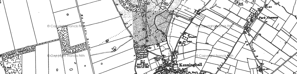 Old map of Dam Green in 1882