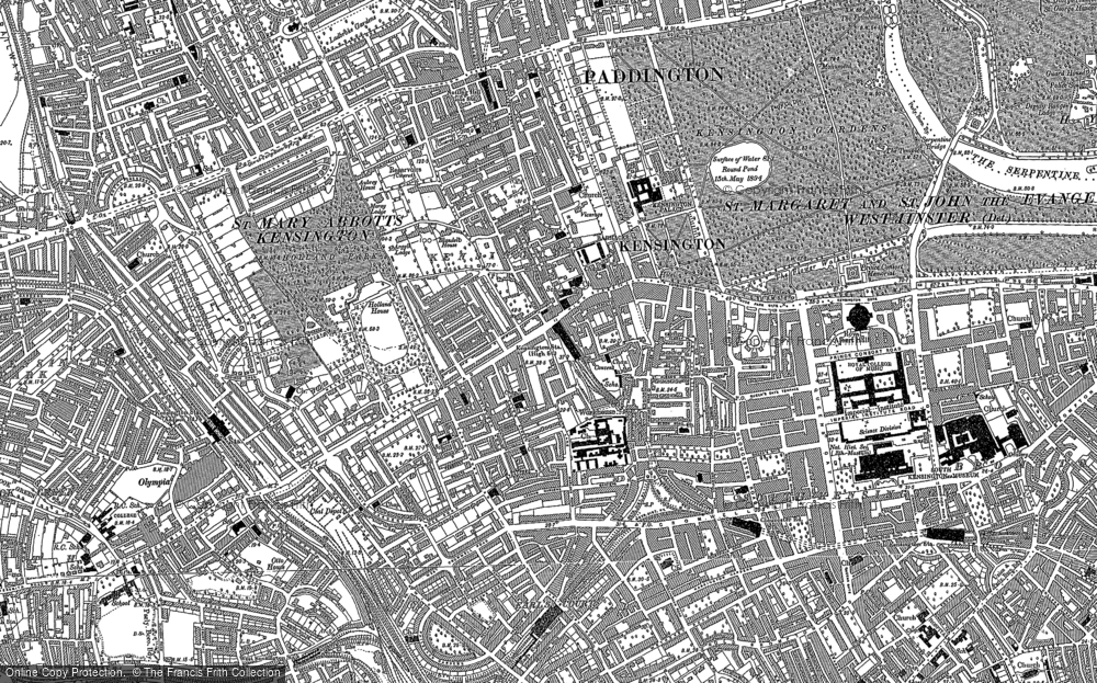Old Map of Historic Map covering Paddington in 1893
