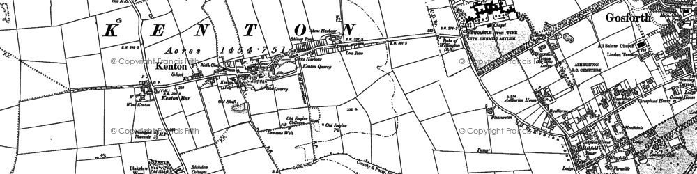 Old map of Kenton Bar in 1884