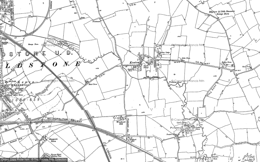 Old Map of Historic Map covering Little Stanmore in 1895