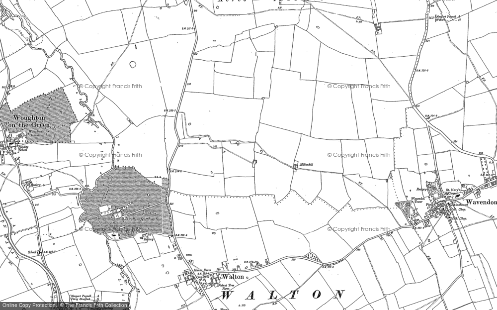Old Map of Historic Map covering Walton Hall in 1924