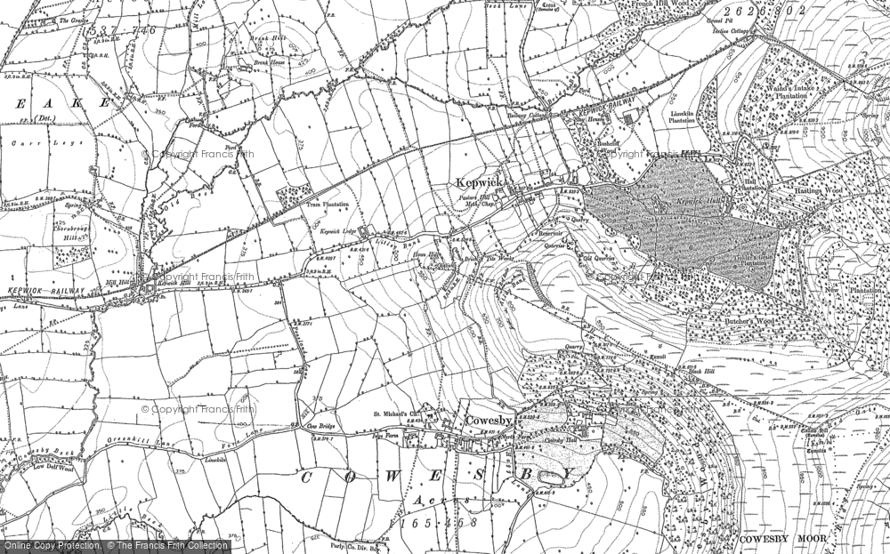 Old Map of Historic Map covering Whitestone Scar in 1892