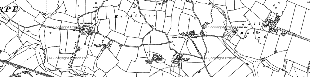 Old map of Kerdiston in 1885