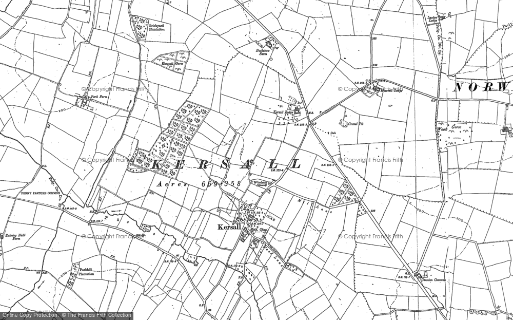 Old Map of Kersall, 1884 in 1884