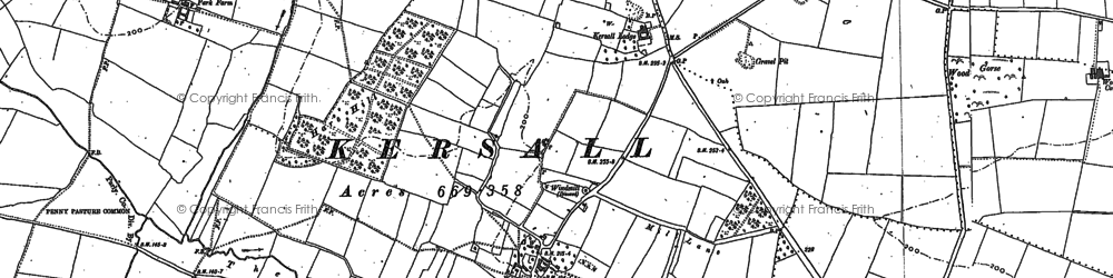 Old map of Kersall in 1884