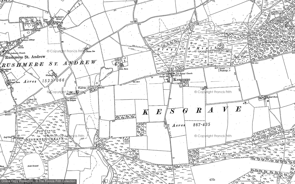 Old Map of Kesgrave, 1880 - 1881 in 1880