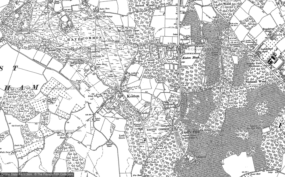 Old Map of Keston, 1895 - 1907 in 1895