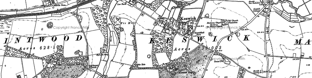 Old map of Keswick Hall (Coll) in 1881