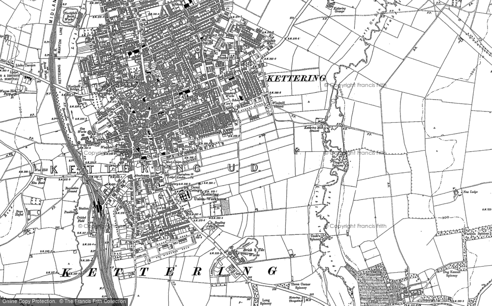 Old Map of Kettering, 1884 - 1885 in 1884