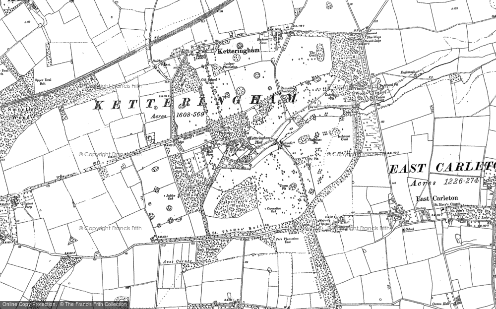 Old Map of Ketteringham, 1881 - 1882 in 1881