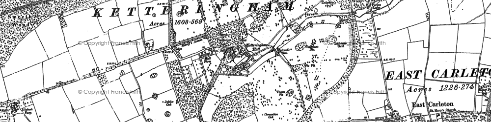 Old map of Ketteringham in 1881