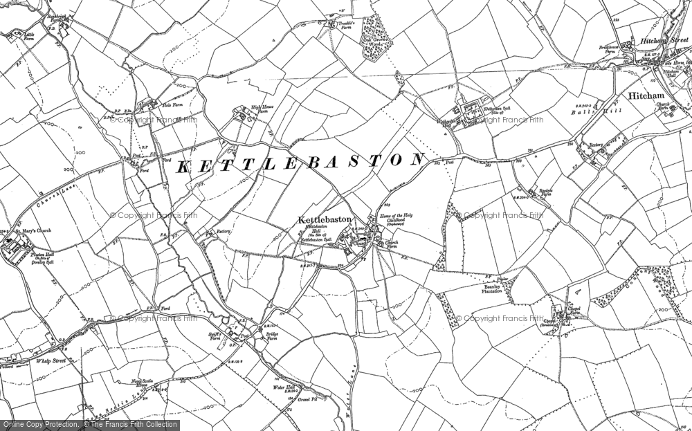 Old Map of Kettlebaston, 1884 in 1884