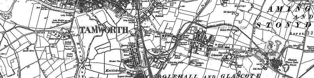 Old map of Kettlebrook in 1883