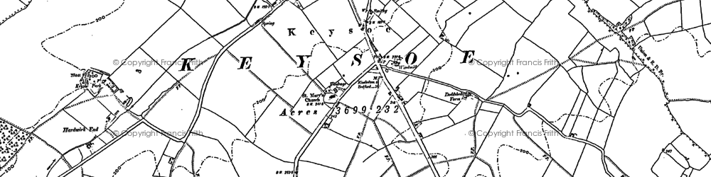 Old map of Keysoe in 1882