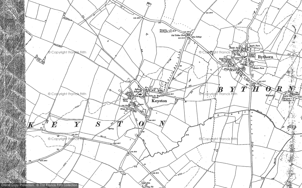 Old Map of Keyston, 1884 - 1899 in 1884