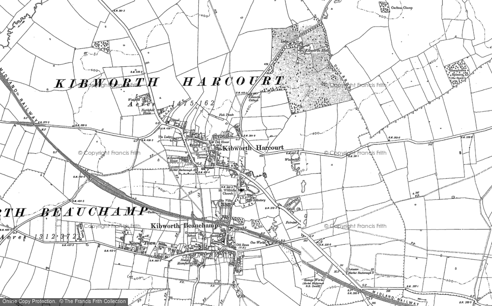 Old Map of Kibworth Harcourt, 1885 in 1885