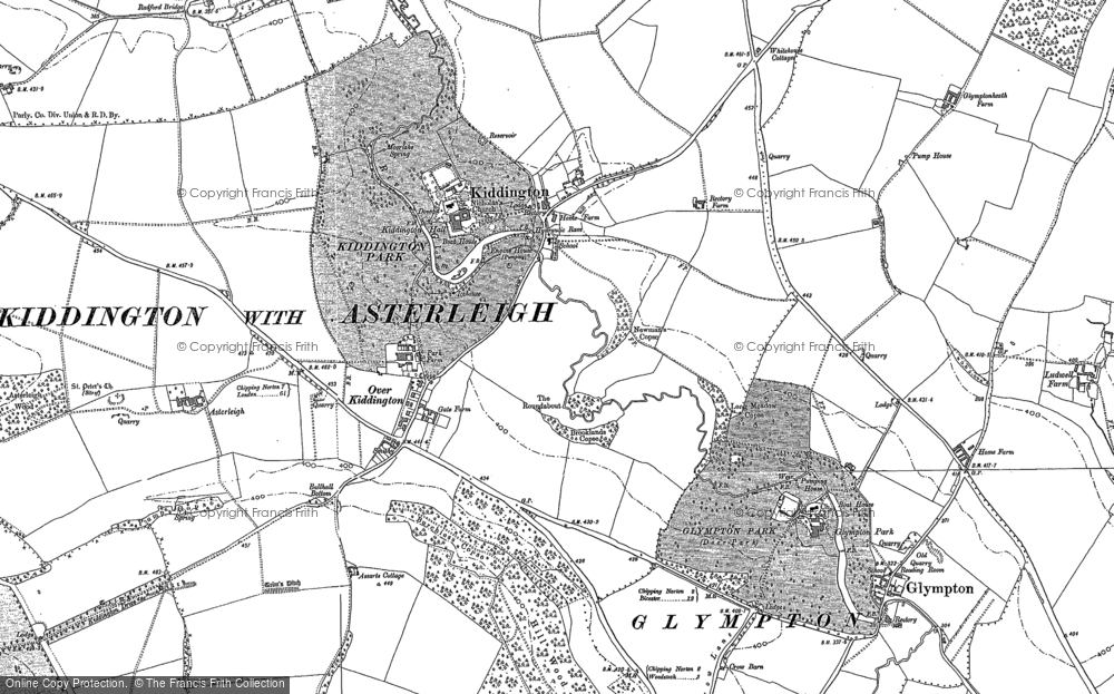 Old Map of Historic Map covering Over Kiddington in 1898