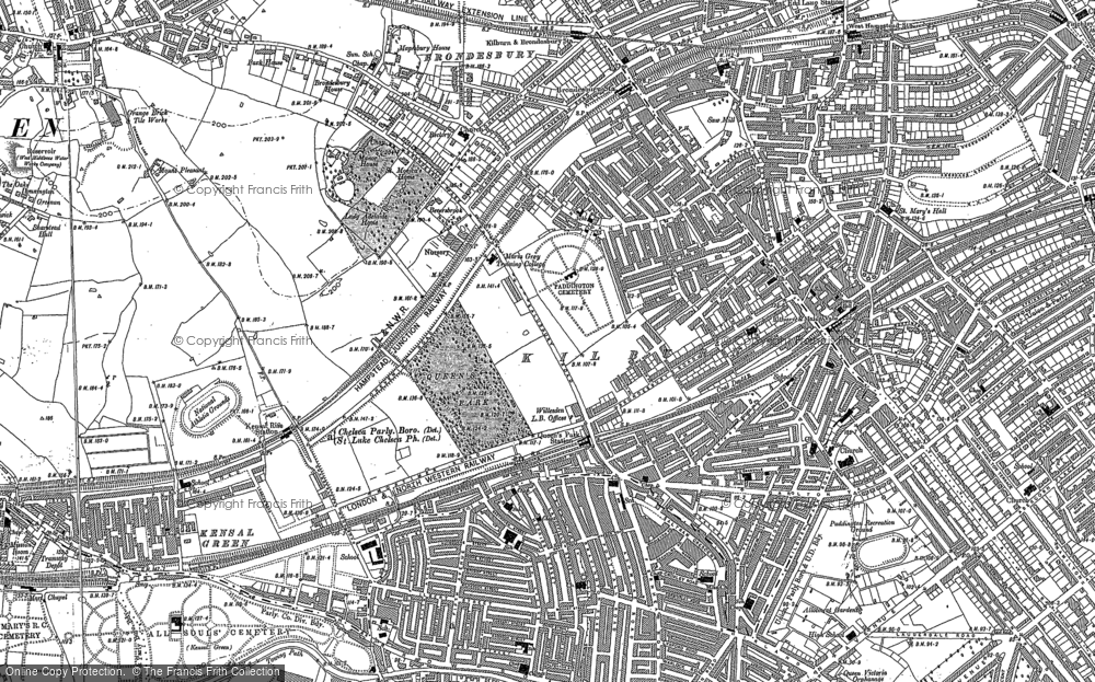 Old Map of Historic Map covering Brondesbury in 1894