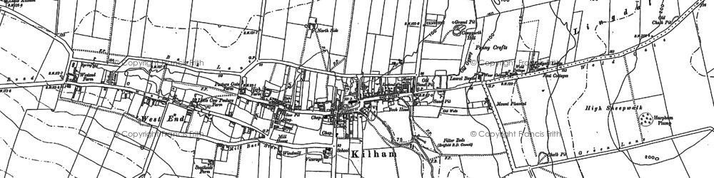 Old map of Kilham in 1888