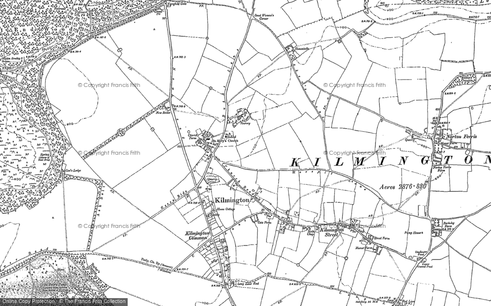 Old Map of Historic Map covering Kilmington Common in 1900