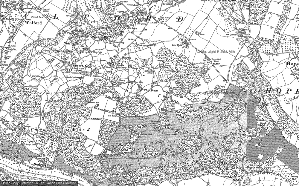 Old Map of Historic Map covering Bishop's Wood in 1887
