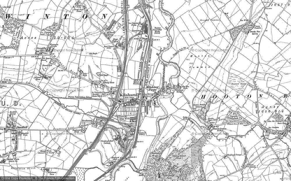 Old Map of Kilnhurst, 1890 - 1891 in 1890