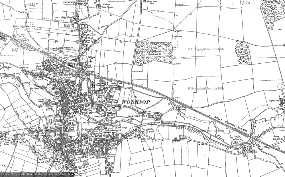 Old Map of Historic Map covering Worksop College in 1897