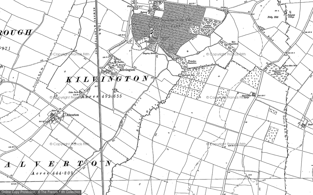 Old Map of Kilvington, 1887 in 1887