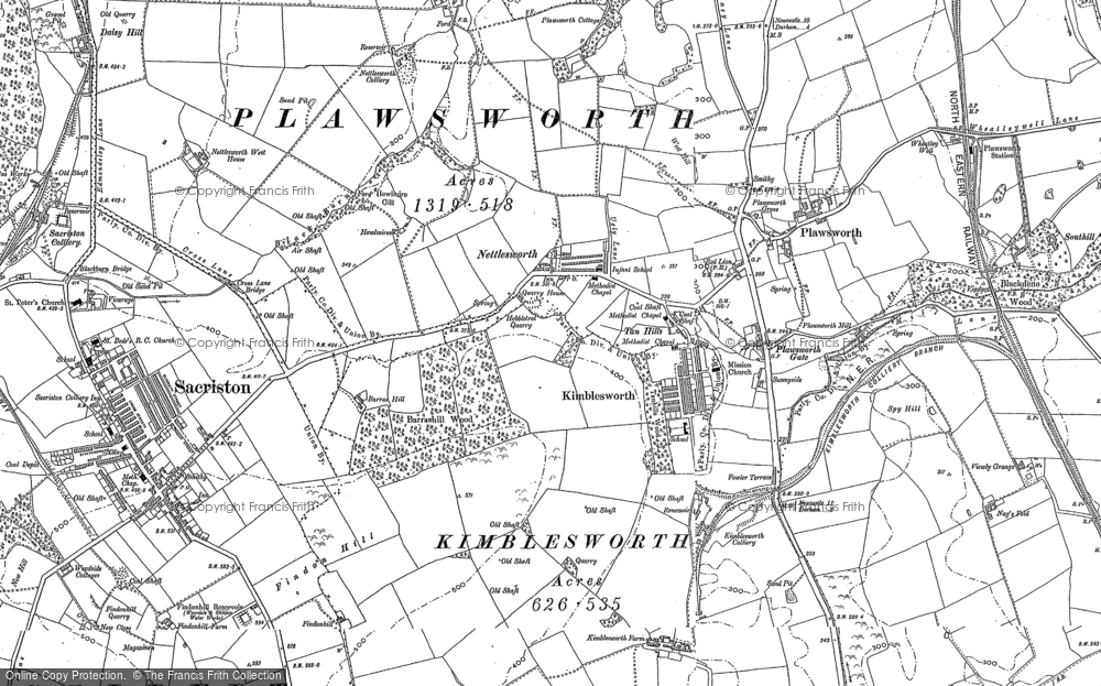 Old Map of Kimblesworth, 1895 in 1895