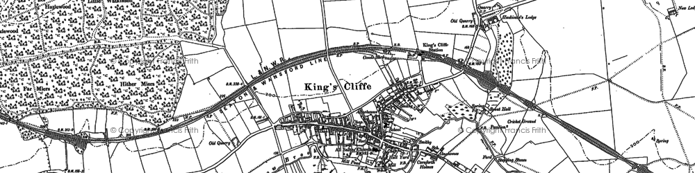 Old map of King's Cliffe in 1885